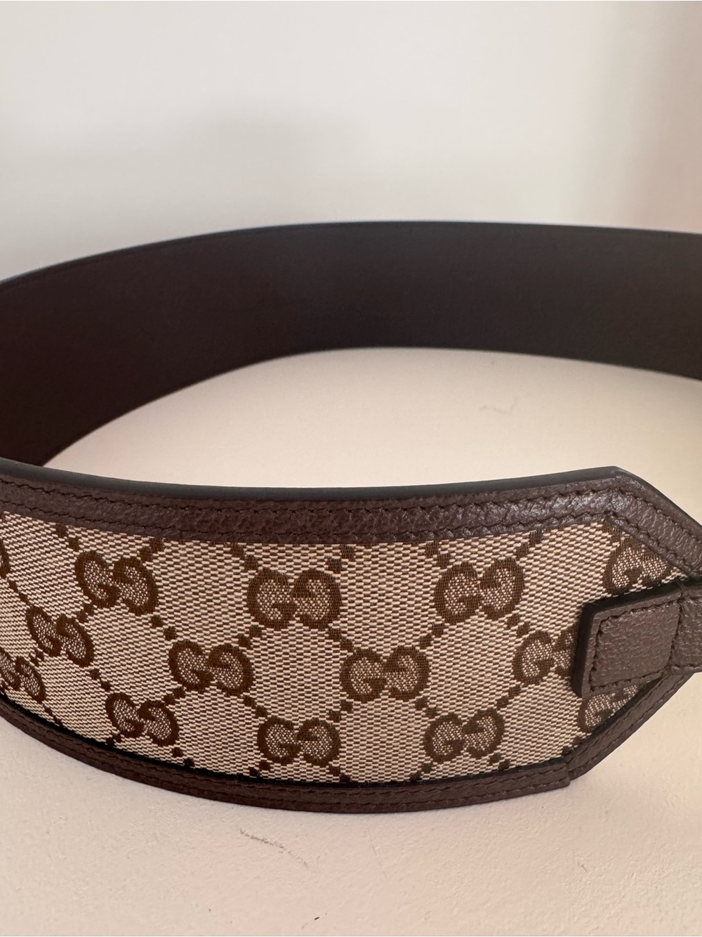 Gucci Beige and Brown GG Canvas Belt with Gold Double G Buckle - Picture 11 of 12